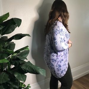 Blue Rain Floral Kimono